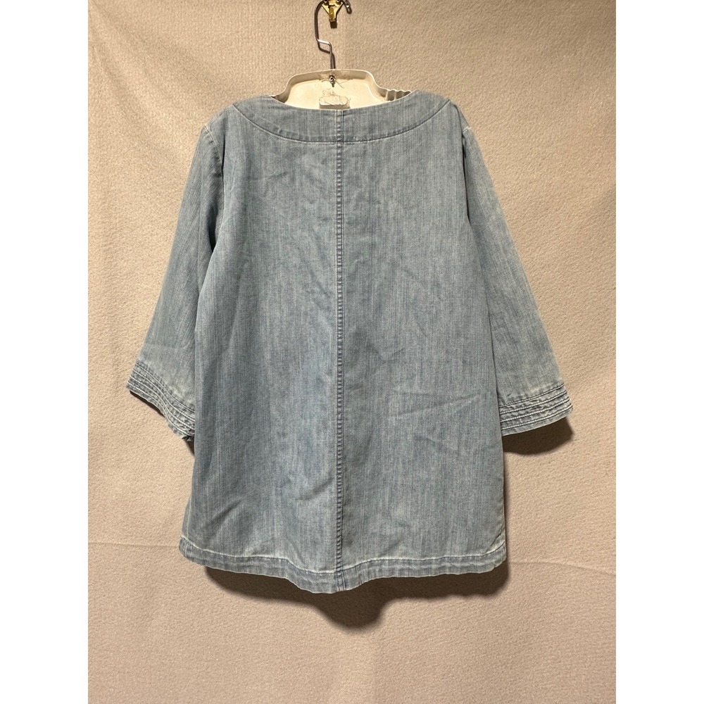 Martha Stewart Everyday Denim Tunic Top Womens Boat Neck 3/4 Sleeve Size Small - Picture 3 of 9